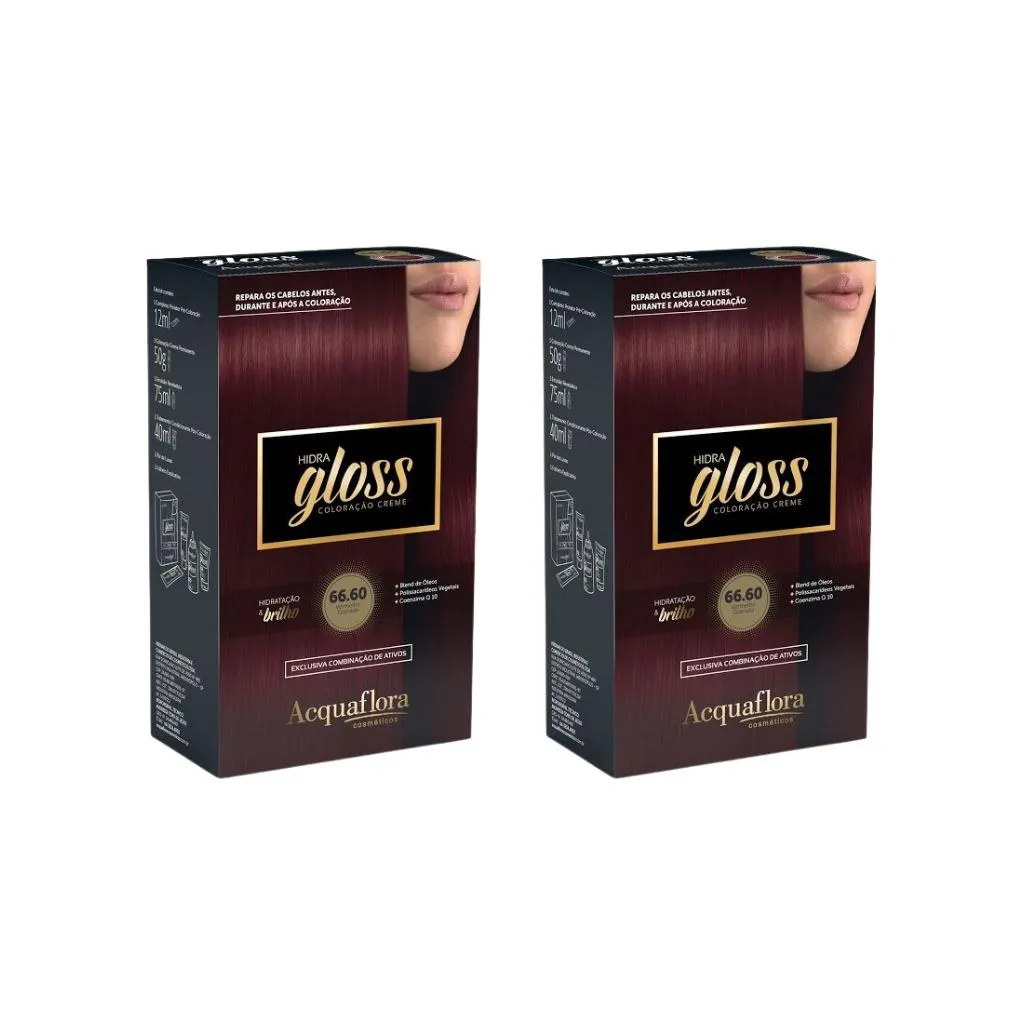 Coloraçao Acquaflora Hidra Gloss 66.60 Verm Granada-Kit C2un