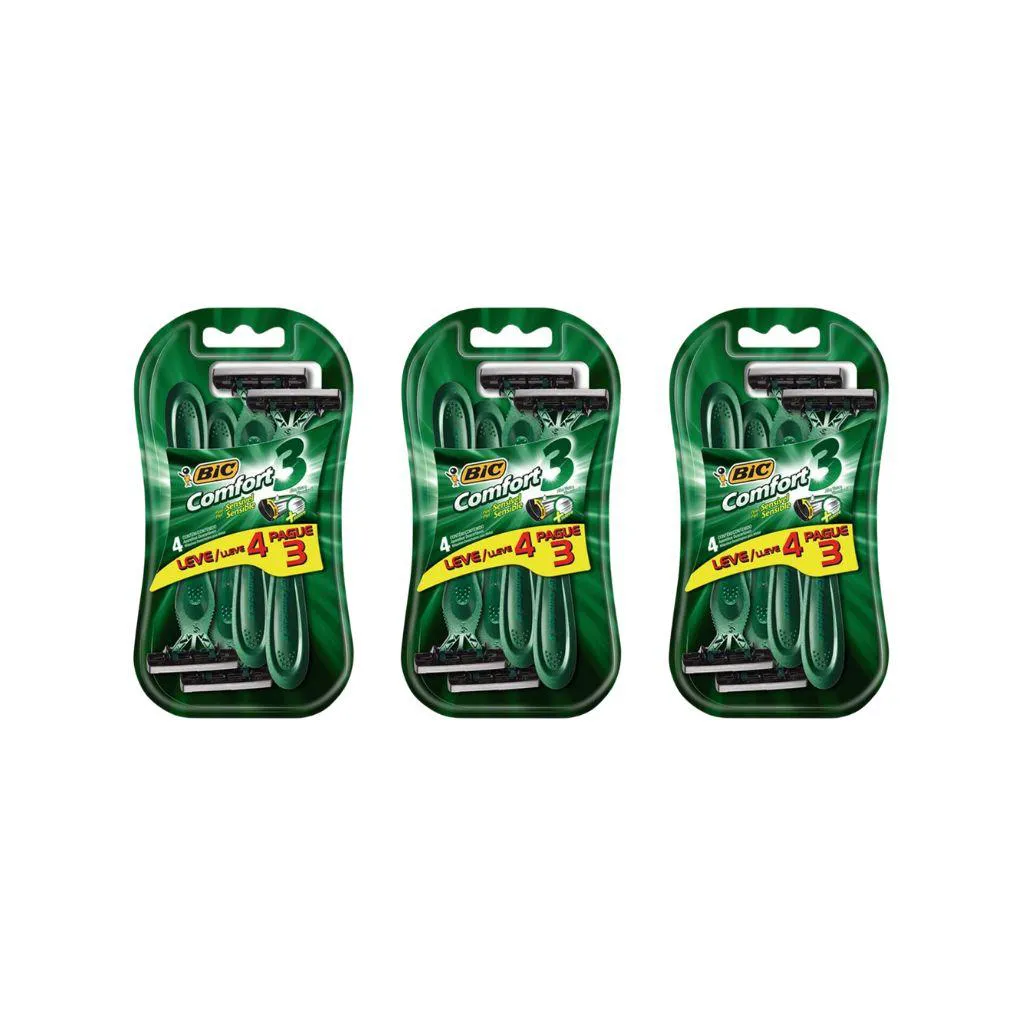 Aparelho de Barbear Bic Comfort 3 L4P3 Pele Sensivel-Kit 3un