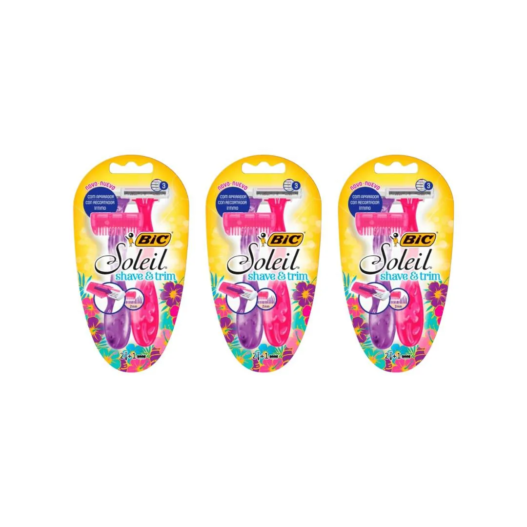 Aparelho de Barbear Bic Soleil Shave Trim Rosa/Roxo C/2- 3un