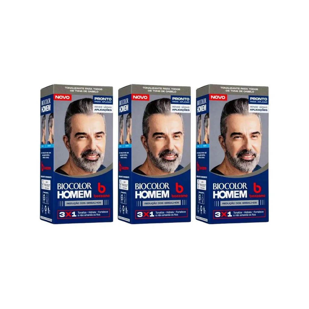 Coloraçao Biocolor Homem Red Grisalho-Kit C/3un