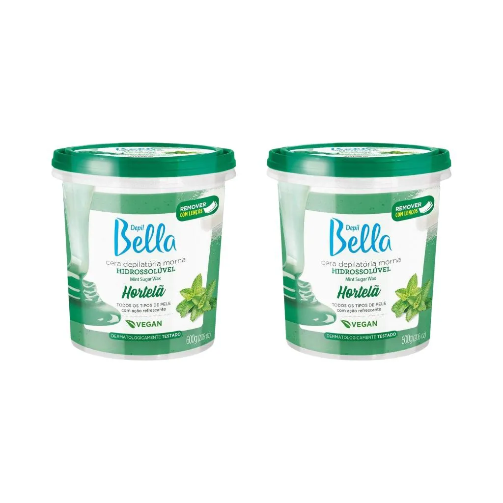 Depilatorio Depil Bella Cera Hidro 600g Hortelã-Kit C/2un