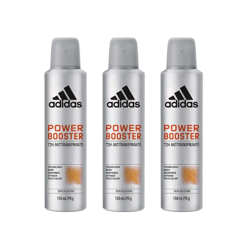 Desodorante Aero Adidas 150ml Masc Power Booster - 3un