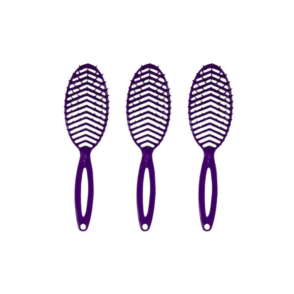 Escova de Cabelo Darma Flex Oval Roxa - Kit C/ 3un