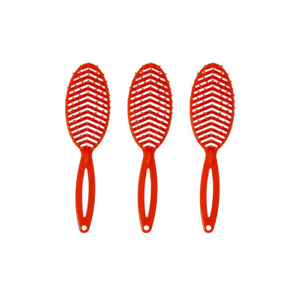 Escova de Cabelo Darma Flex 339 Oval Laranja - Kit C/ 3un