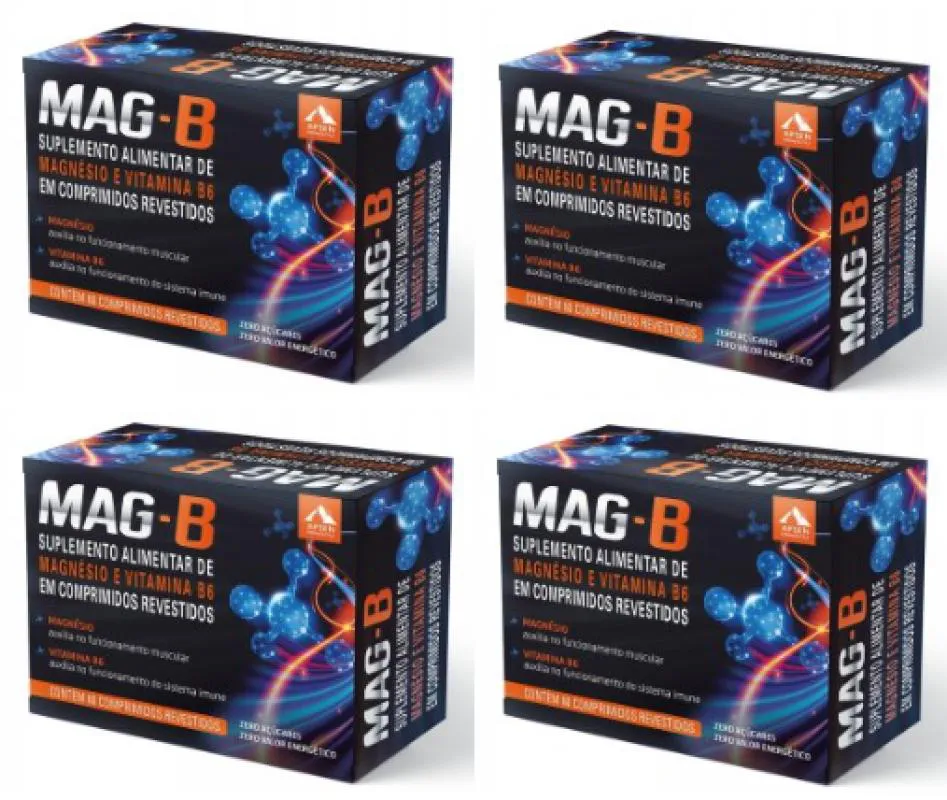 Mag-b Kit C/4 Caixas C/ 60 comprimidos Cada - Bisglicinato de Magnésio + Vitamina B6