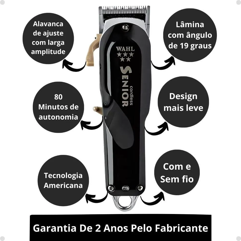 Máquina de Corte Recarregável Wahl Senior Cordless Bivolt