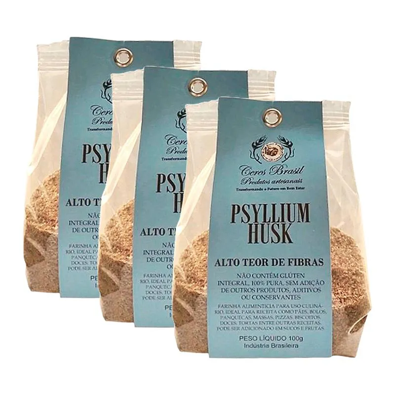 Kit 3x: Psyllium Husk Sem Glúten Ceres 100g