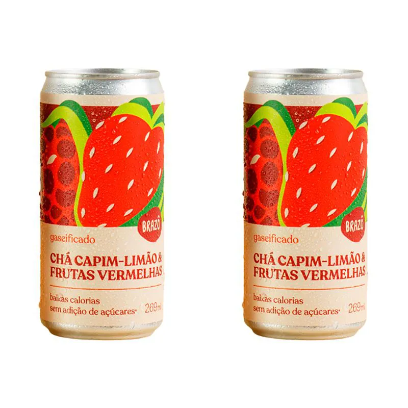 Kit 2x: Chá de Capim Limão com Frutas Vermelhas Gaseificado Brazô 269ml