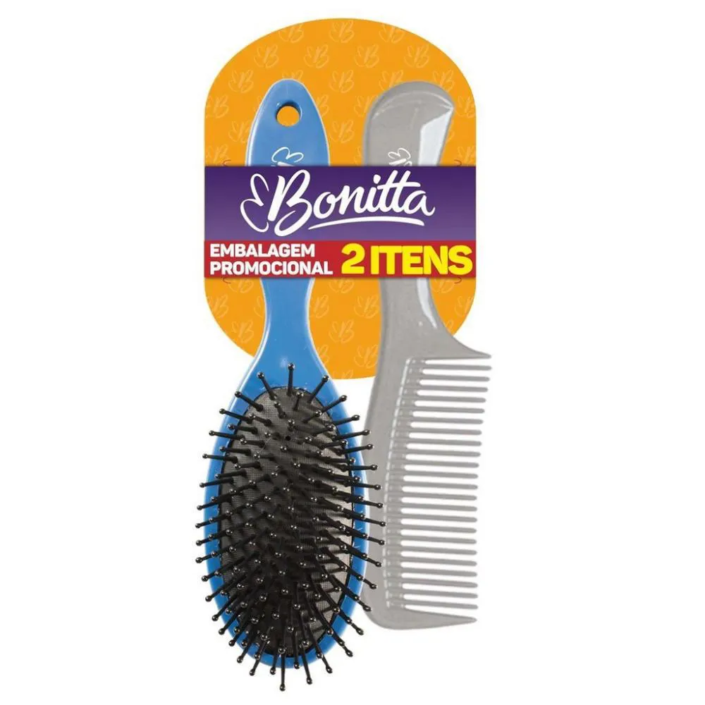 Kit Economico Escova e Pente Medio Bonitta Ref.558