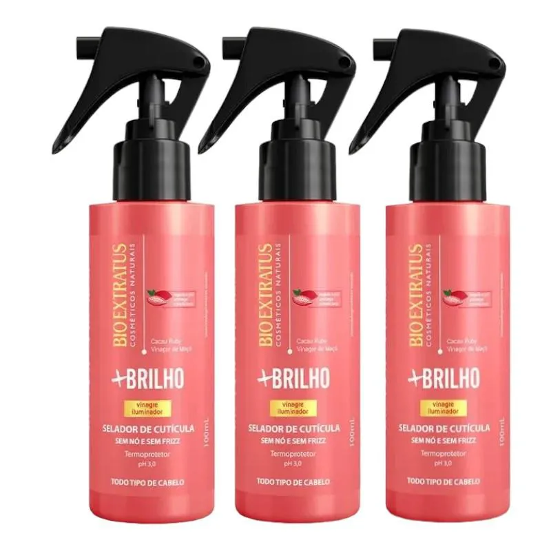 Kit 3 Spray Selador de Cutícula Mais Brilho 100Ml Bio Extratus