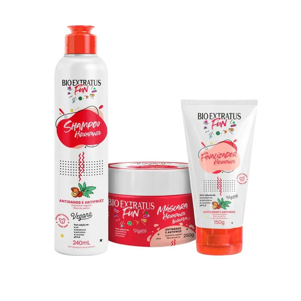 Kit 1 Shampoo 1 Mascara 1 Finalizador Fun Hidratante Bio Extratus