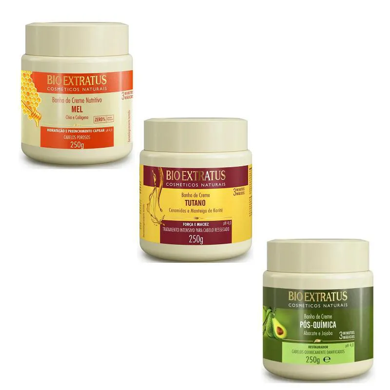 Kit Cronograma Capilar Nutrição Mel + Tutano + Pós Química 250 Gr