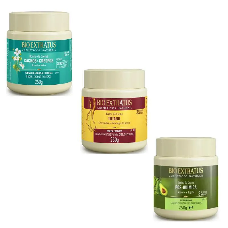 Kit Cronograma Capilar Nutrição Tutano + Pós Química + Cachos 250 Gr