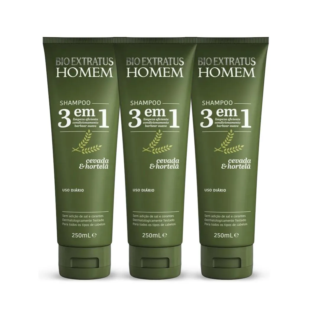 Kit 3 Shampoo 3 em 1 Homem 250Ml