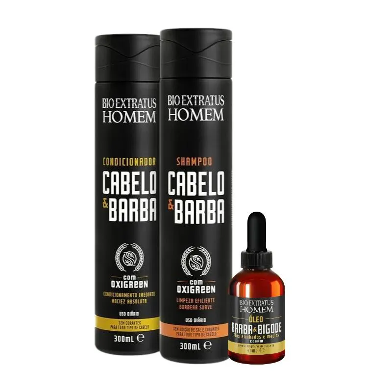 Kit Homem 1 Shampoo 300Ml 1 Condicionador 300Ml 1 Óleo 40Ml