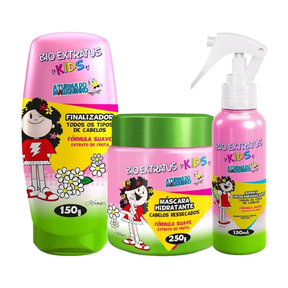 Kit Infantil Finalização Kids 1 Máscara 240G 1 Finalizador 150G 1 Spray 150Ml