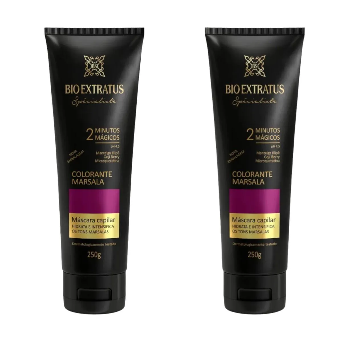 Kit 2 Mascara Colorante Marsala Reaviva A Cor e Trata 250 Gr