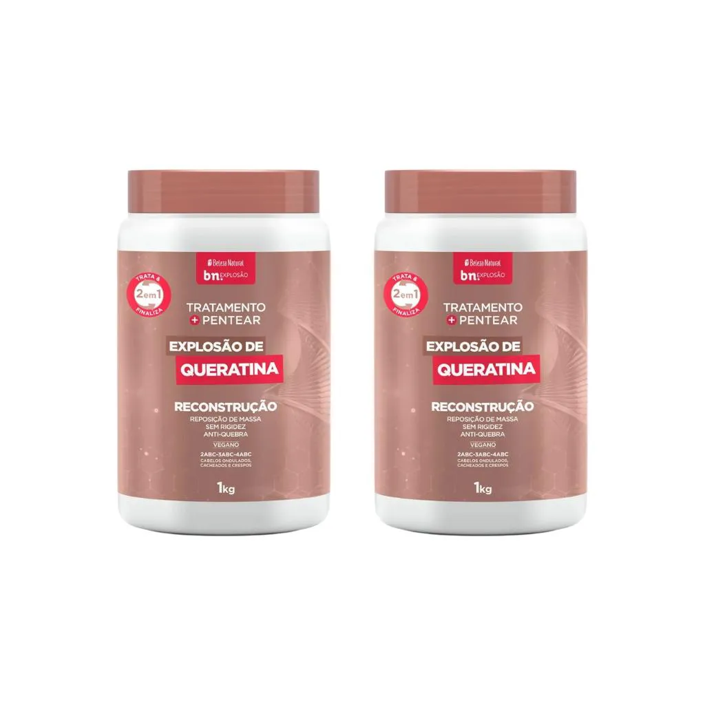 Creme de Trat Beleza Natural 1000g Explosao Queratina - 2un