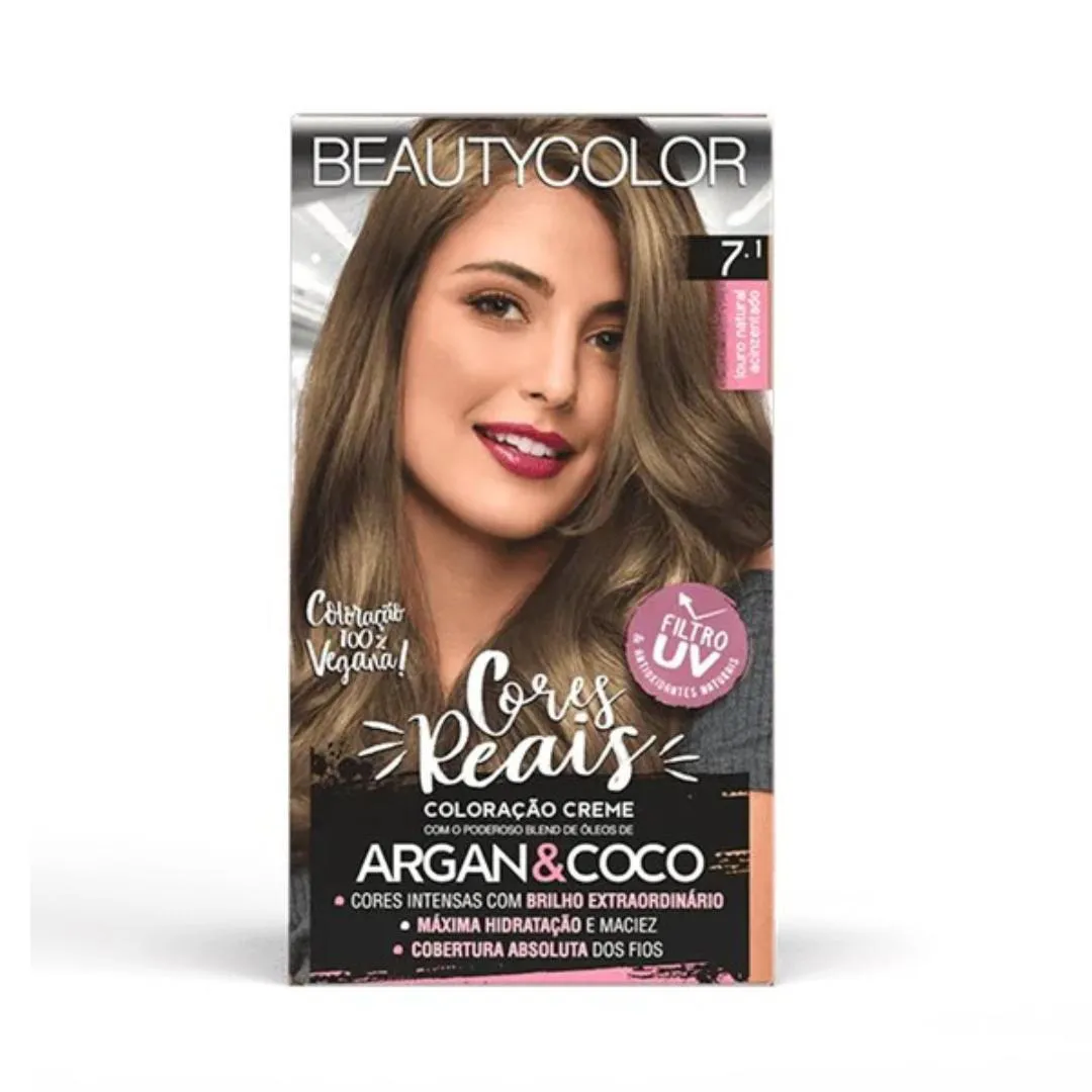 Coloração Kit 7.1 Louro Natural Acinzentado - Beauty Color