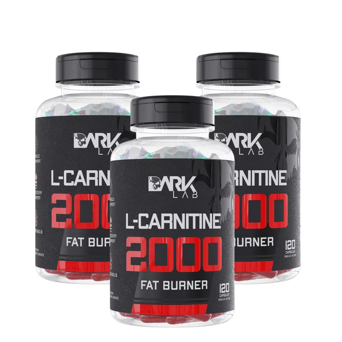 Kit 3x L-carnitina Dark Lab 120 cápsulas Neutro