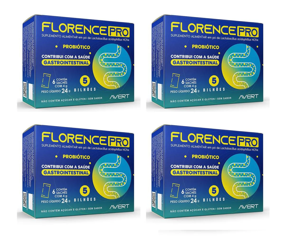 Kit 4 Suplemento Avert Florence Pro Flora Intestinal 6sachês