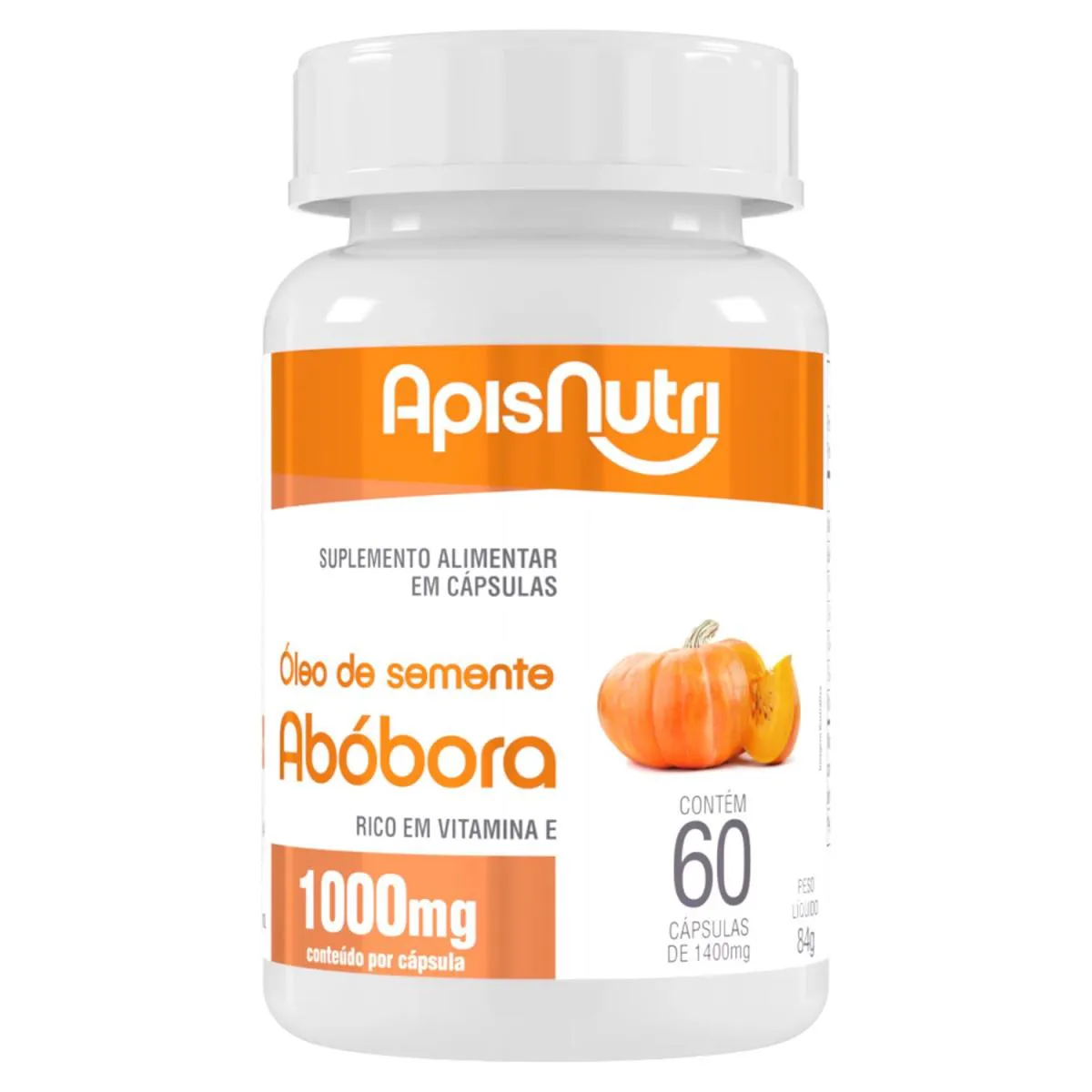 Oleo Semente Abobora Suplemento Alimentar 1000 Mg com 60 Capsulas - Apisnutri