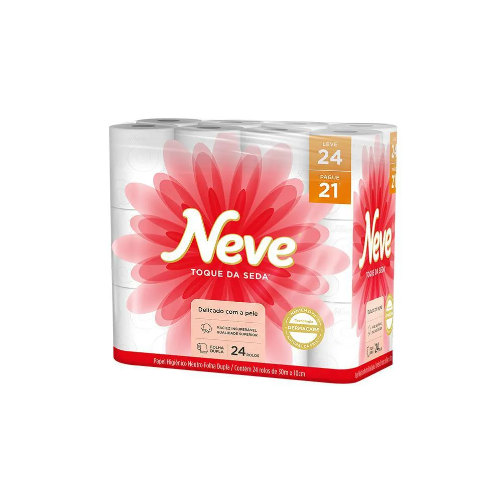 Papel Higiênico Neve Toque de Seda Folha Dupla Leve 24 Pague 21