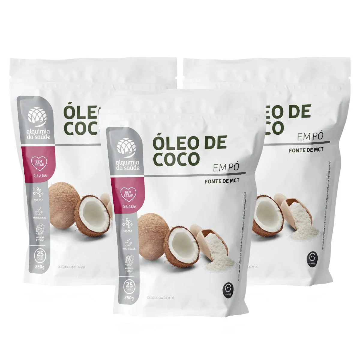 3x Óleo de Coco em Pó Fonte de Mct Alquimia da Saúde 250g