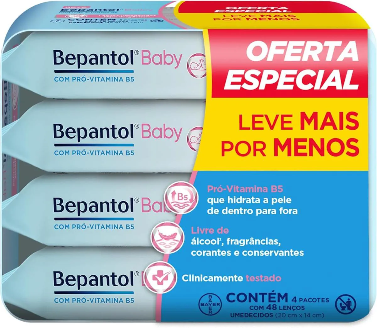 Bepantol Baby Lenços Umedecidos Hipoalergênicos - Kit com 192 unidades