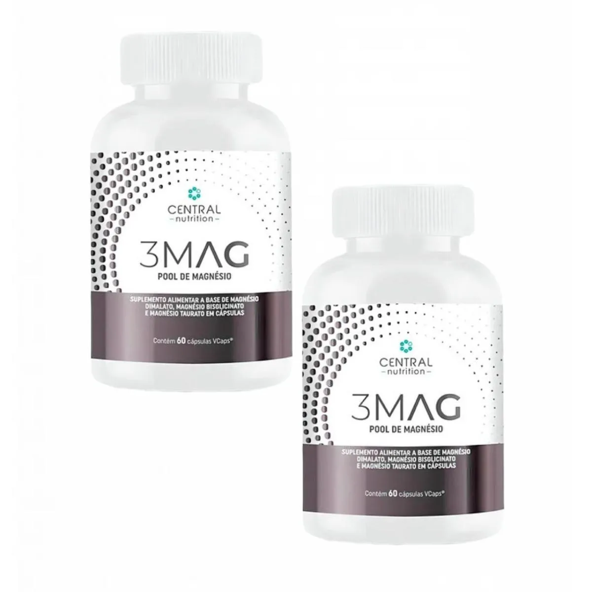 2x 3 Mag Magnesio Quelato Taurato Dimalato Central Nutrition sem Sabor