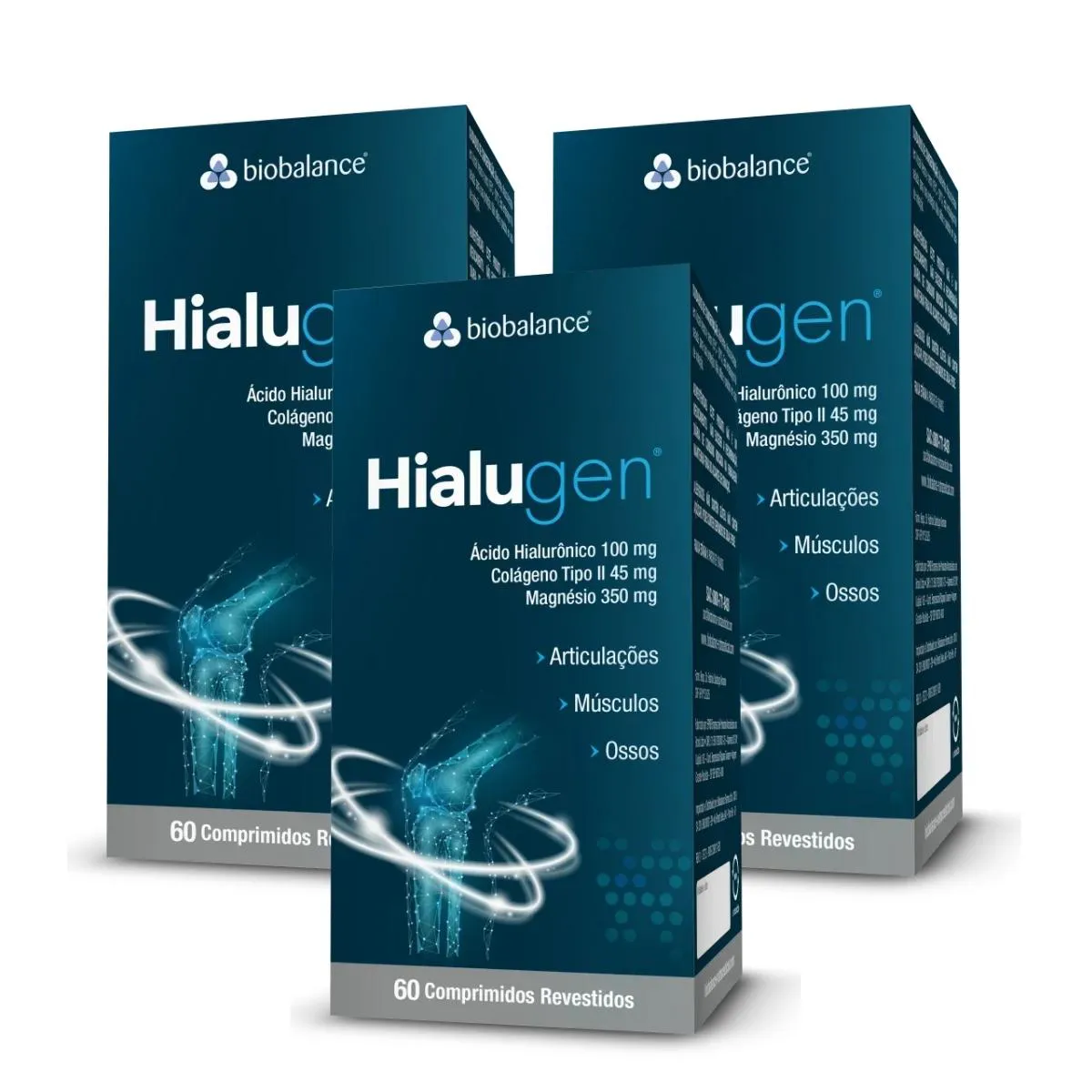 Kit 3 Hialugen Magnésio Colágeno Ácido Hialurônico Biobalance sem sabor