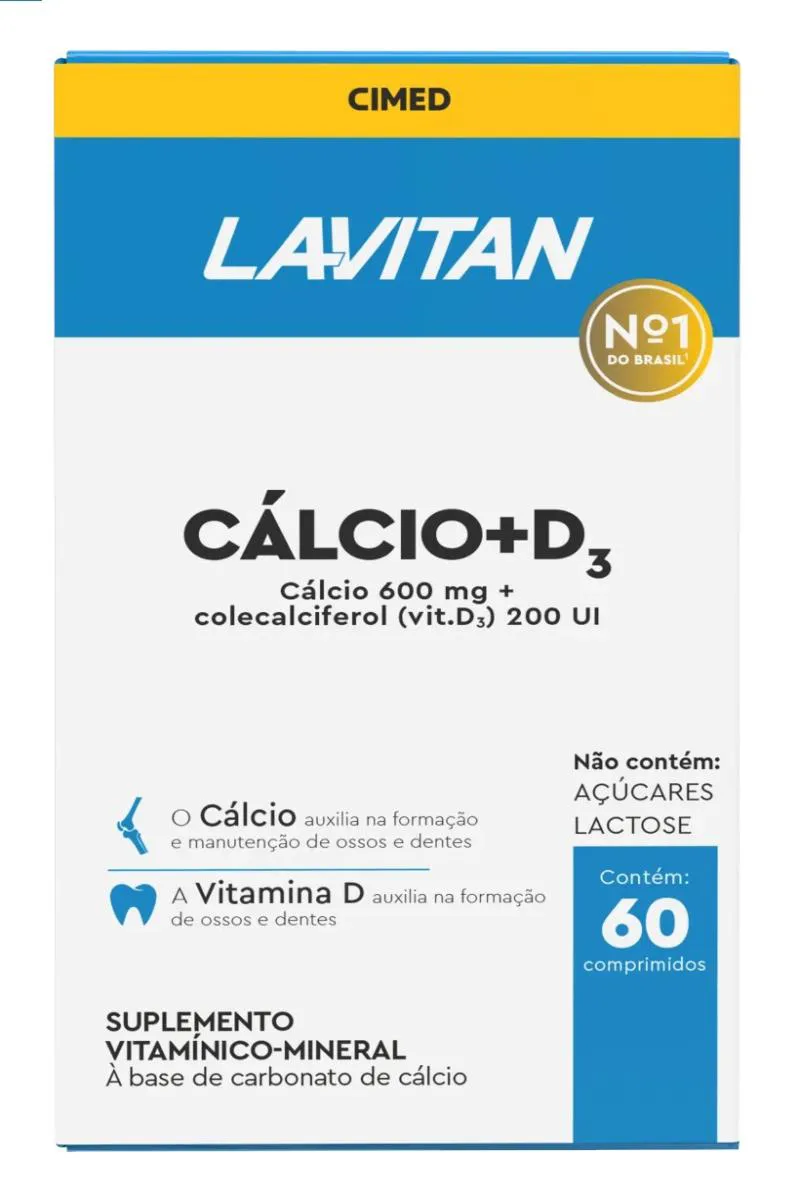 Lavitan Calcio 600mg + 200ui Vitamina D3 Suplemento com 60 comprimidos - Cimed