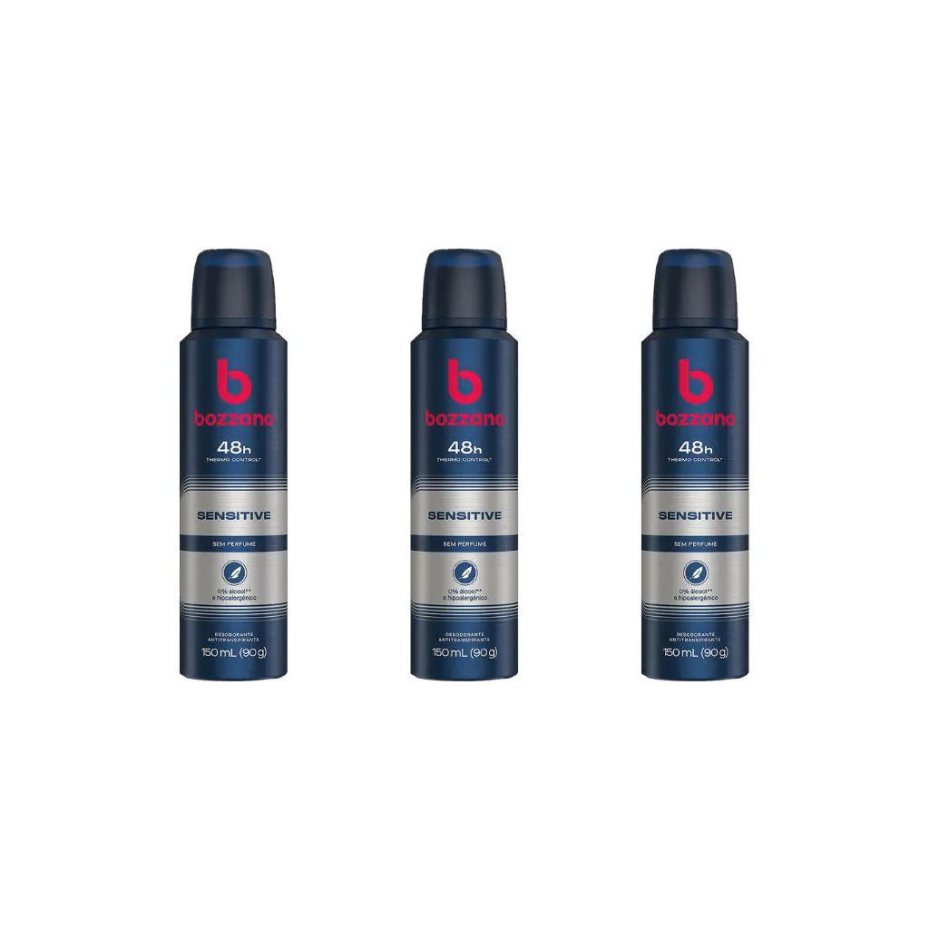 Desodorante Aerossol Bozzano 150ml Sensit sem Perf - Kit C / 3un