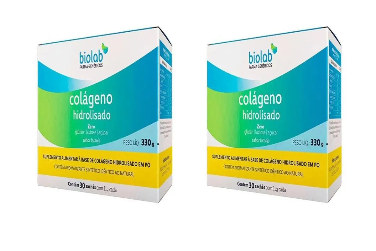 Kit 2 Suplemento Biolab Colágeno Hidrolisado Peptan 30 Sachê