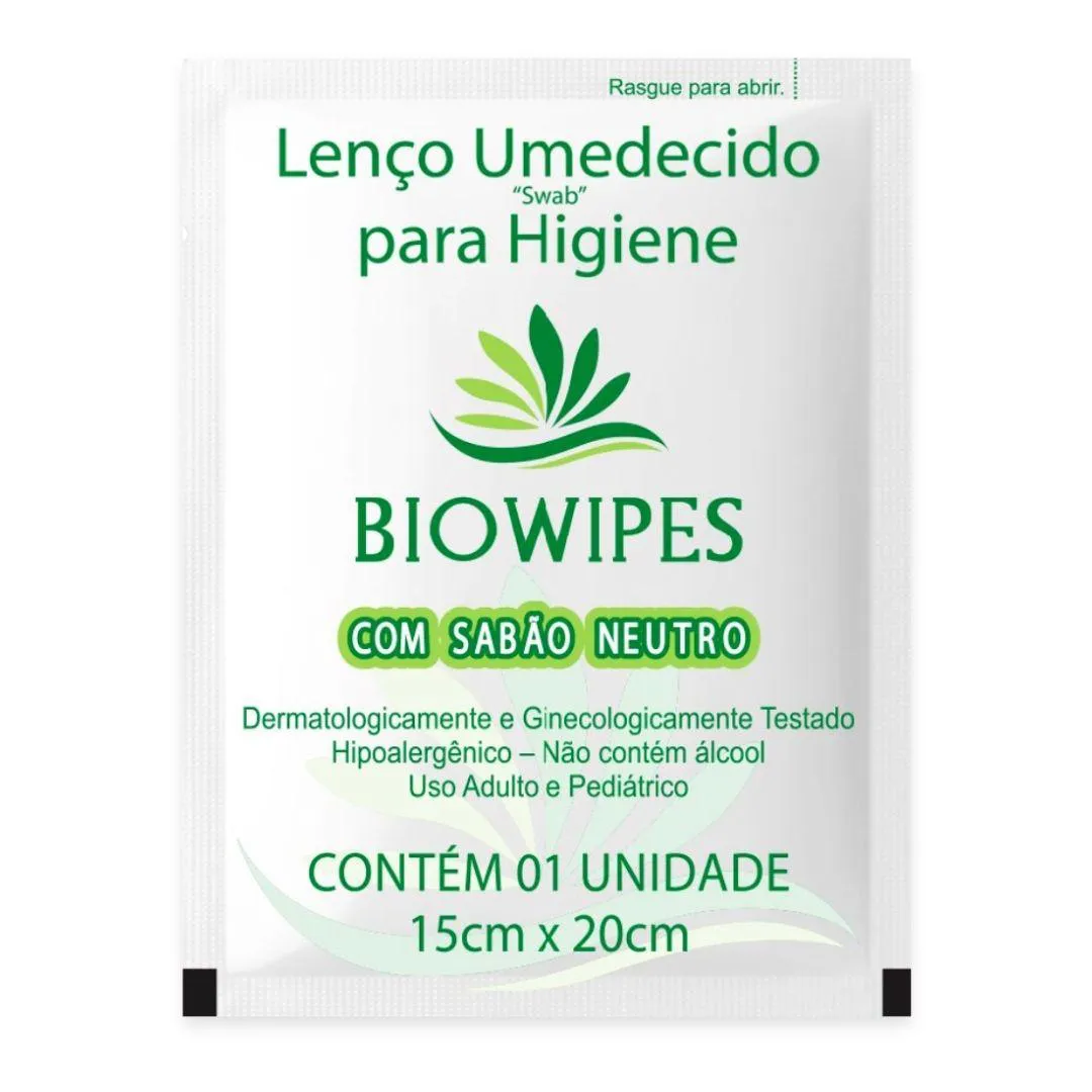 Lenço Umedecido para Higiene Íntima Swab com Sabão Neutro C/100 - Biowipes