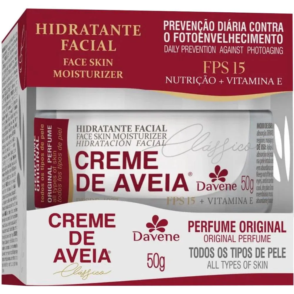 Creme Facial de Aveia Classico 50g Hidratante Davene