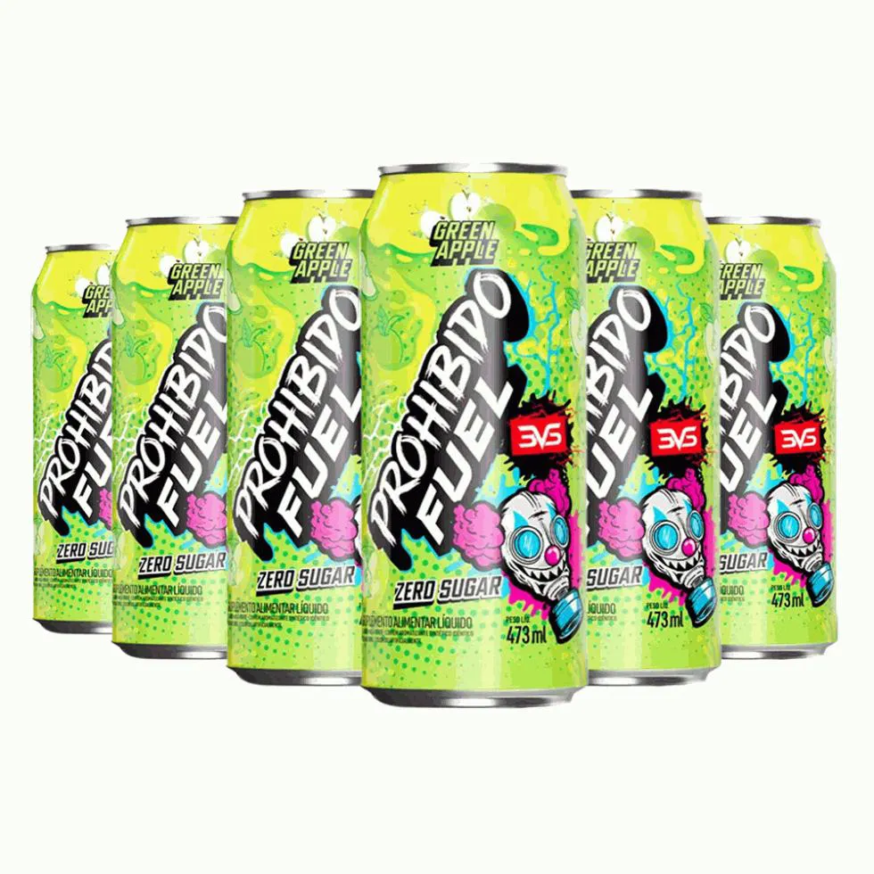 Prohibido Fuel Pré-Treino Drink Pack (6 Unid. de 473Ml) - Sabor: Green Apple