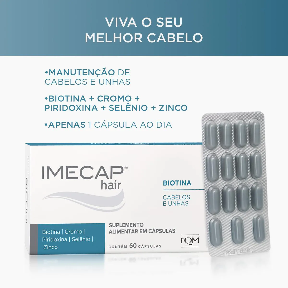 Suplemento Alimentar Imecap Hair Cabelos e Unhas 60 Cápsulas