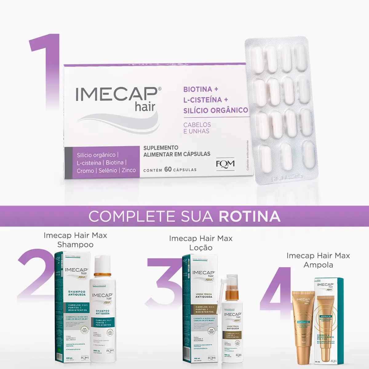 Suplemento Alimentar Imecap Hair Silício Orgânico 60 cápsulas