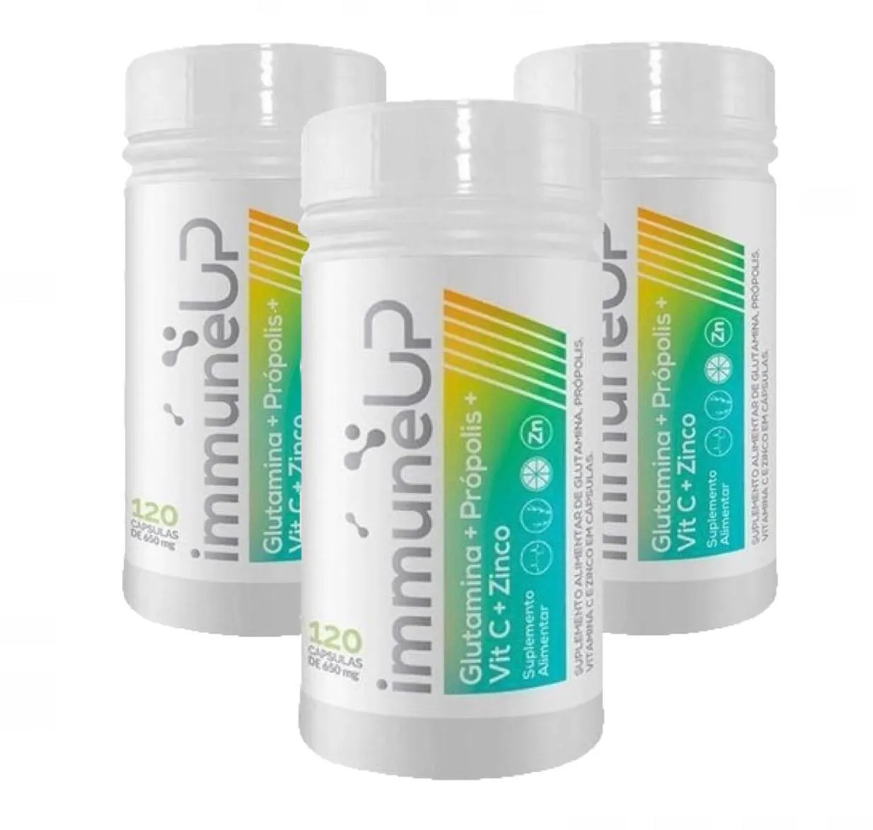 3x Immune Up-vitamina C+própolis+glutamina+zinco-120cp