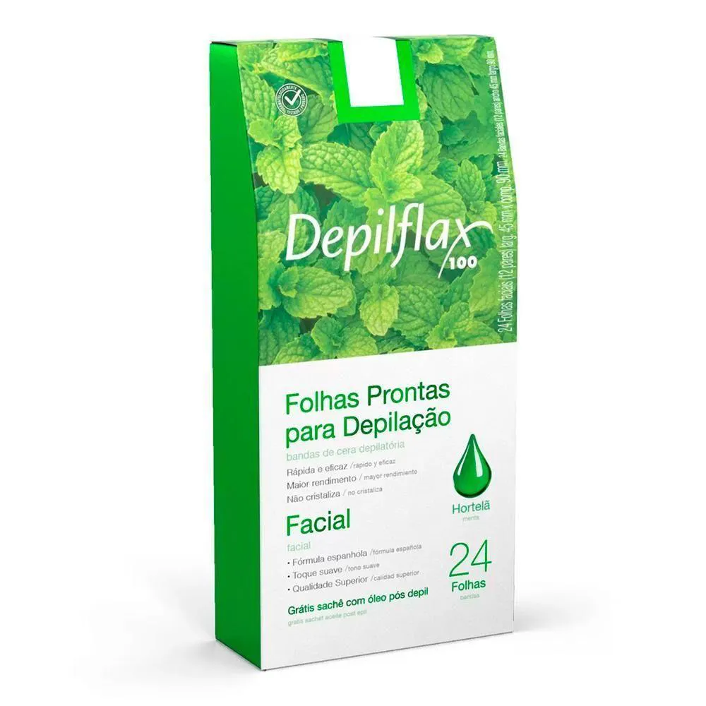Depilflax - Folhas Prontas Faciais Hortela 24 unidades