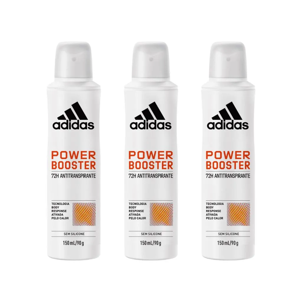 Desodorante Aero Adidas 150ml Fem Power Booster - Kit C / 3un