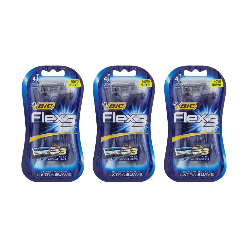 Aparelho de Barbear Bic Flex 3 com 4un - Kit C / 3un