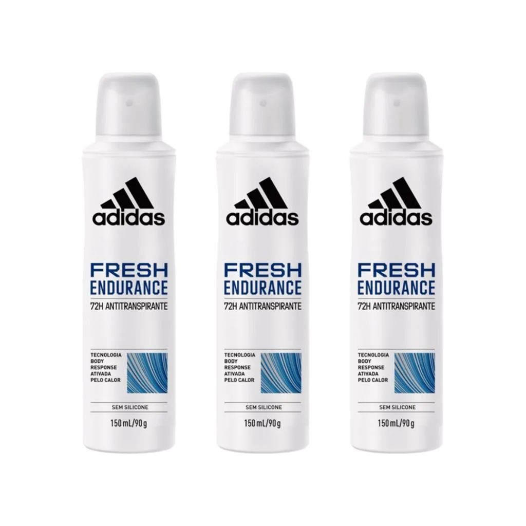 Desodorante Aero Adidas 150ml Fem Fresh Endurance - 3un
