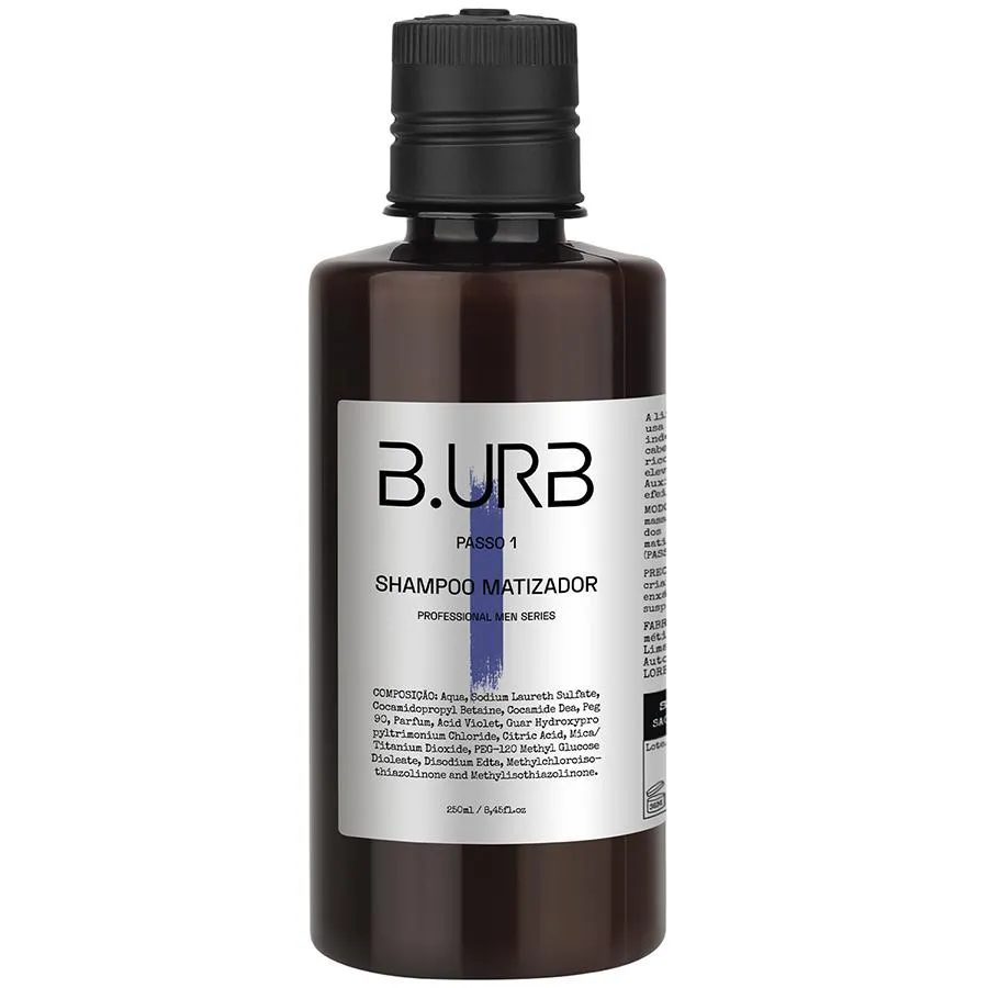 Shampoo Matizador Profissional Neutraliza Amarelado e Ilumina 250ml Barba Urbana B.urb