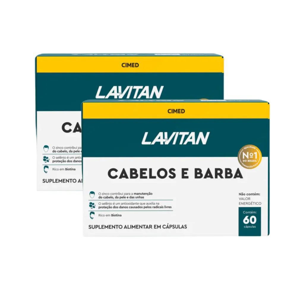 Kit 2 Lavitan Homem Cabelos e Barba - 60 cápsulas - Cimed
