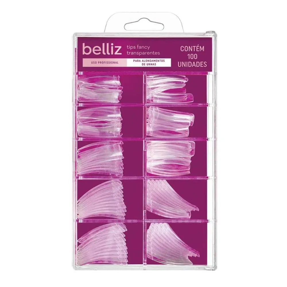 Tips para Alongamento de Unha Belliz Curva C Transparente C/100 Uni Cód.1298