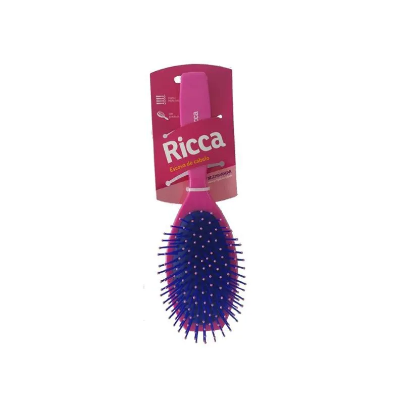 Escova Oval Almofadada Ricca Pink Cod. 2427