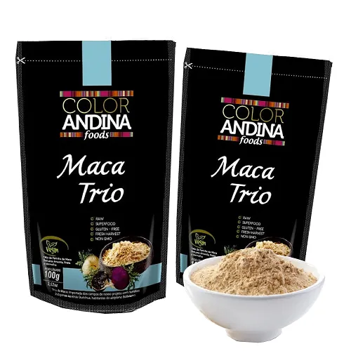 Trio de Maca Peruana (preta, Vermelha E Amarela) Color Andina Food, 2 Standups de 100g