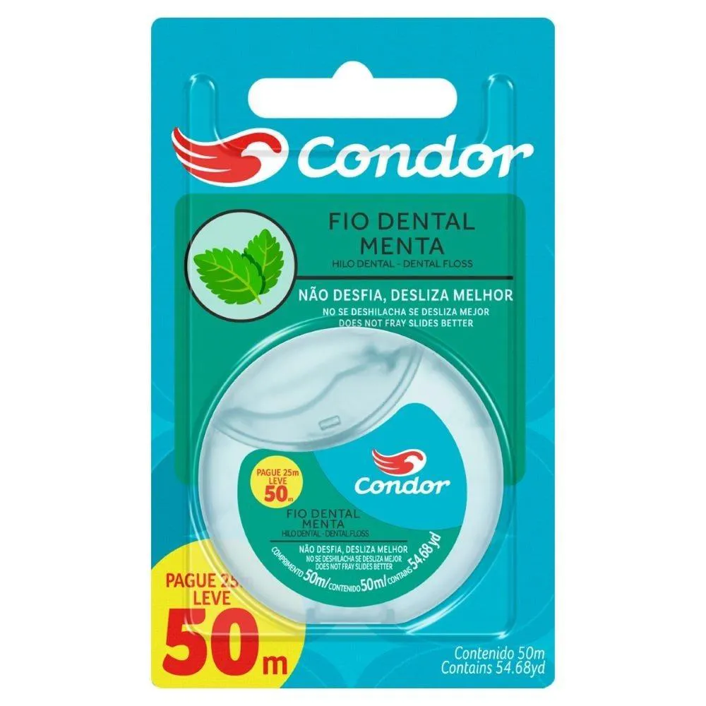 Fio Dental Condor Menta 50m - Embalagem com 6 unidades